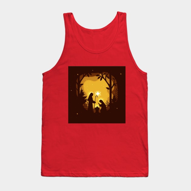 The Barn Jesus Christ was Born Bethlehem Christmas 2023 Tank Top by Sparkling Art